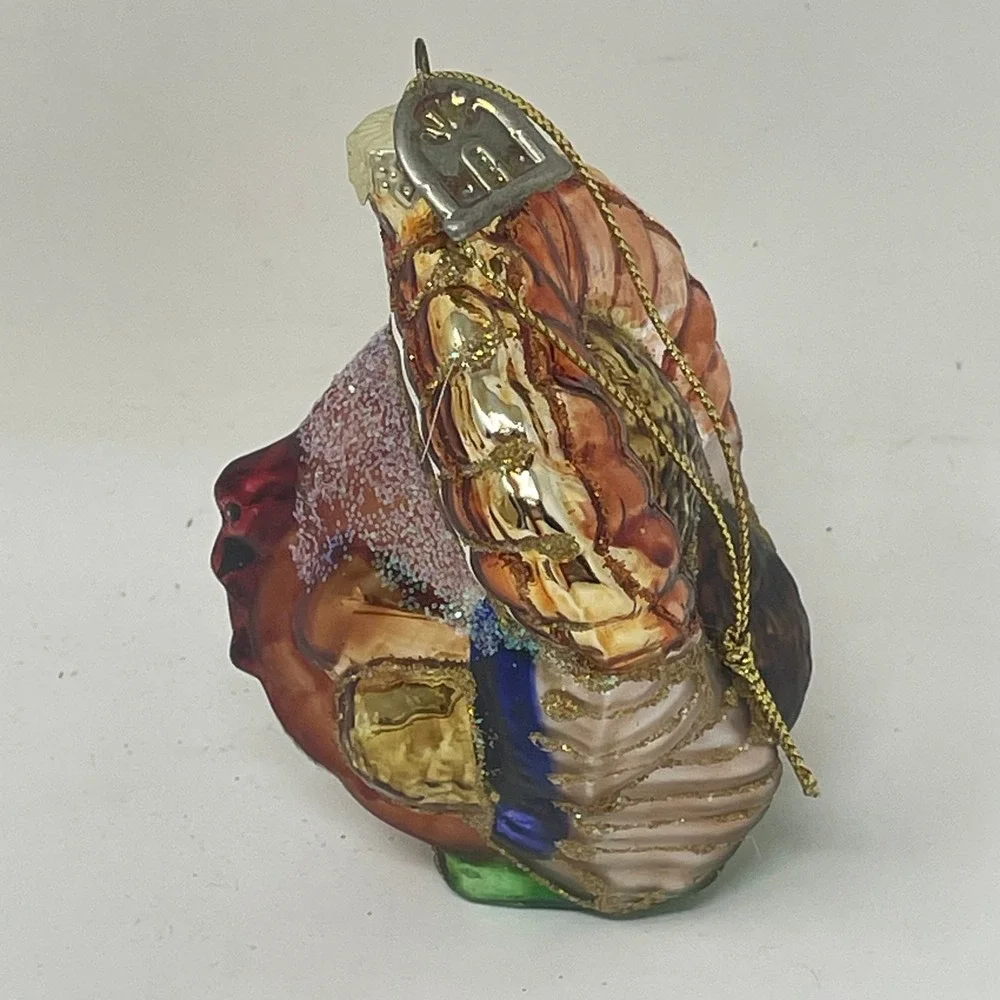 Thomas Pacconi Classics Mercury Glass Turkey Thanksgiving Ornament Glitter 3.5in